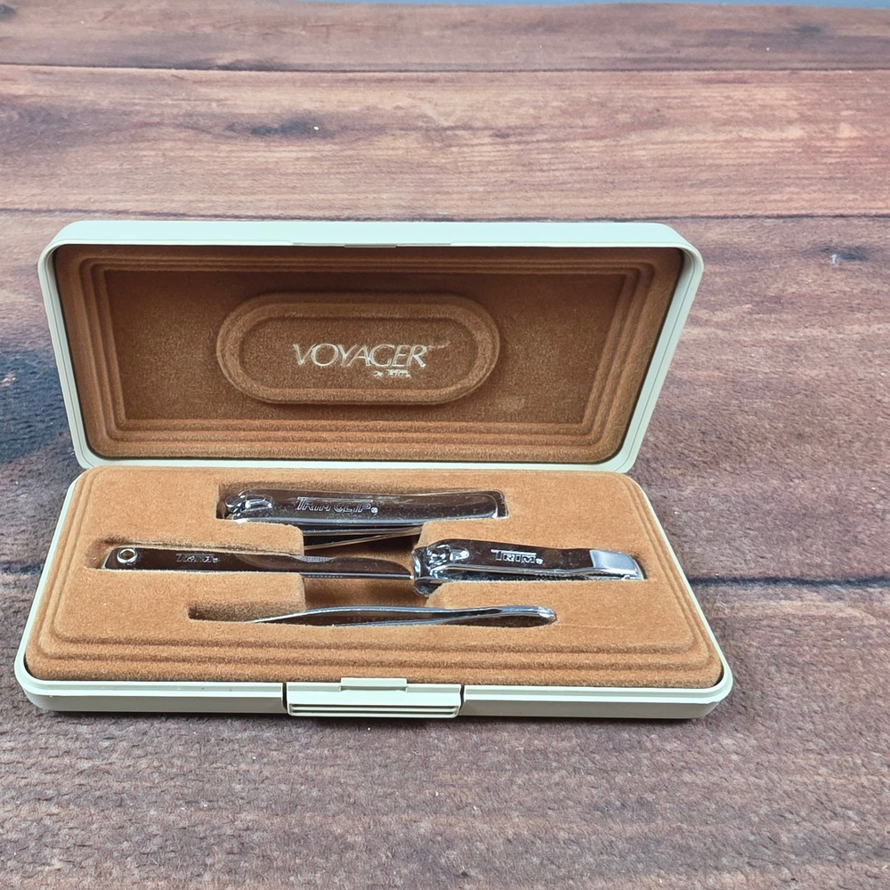 Trim Voyager Grooming Kit Mens OS Cream Good Vintage Travel Manicure Set 4pc